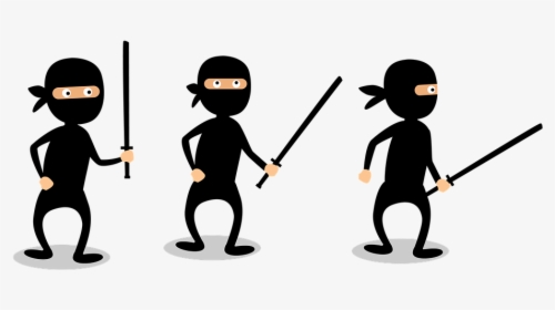 Ninja, Black, Suit, Funny, Fight, Sword, Fighter, Man - Cartoon, HD Png Download, Free Download