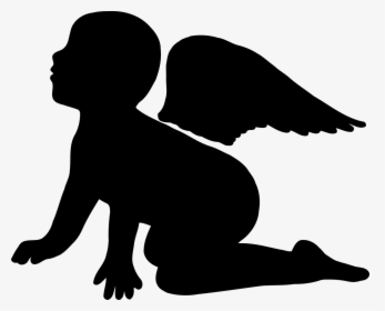 Boy Angel Silhouette Png Clipart , Png Download - Angel Baby Silhouette Clipart, Transparent Png, Free Download