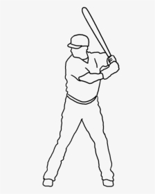 Baseball Batter - Baseball Player White Silhouette, HD Png Download, Free Download