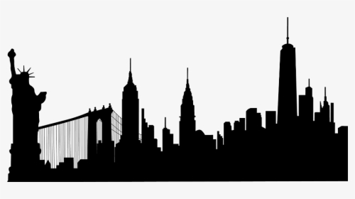 #newyork #statueofliberty #buildings #silhouette - New York Skyline Silhouette Painting, HD Png Download, Free Download