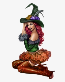 Transparent Push Ups Clipart - Witch Pin Up Girl, HD Png Download, Free Download