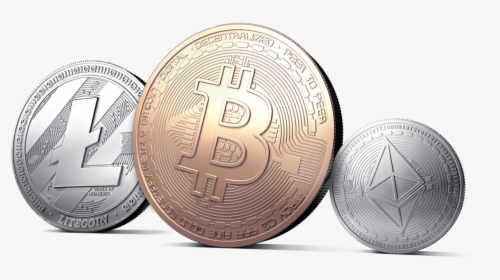 Litecoin, Bitcoin And Ethereum Coins With White Background - Transparent Background Cryptocurrency Png, Png Download, Free Download