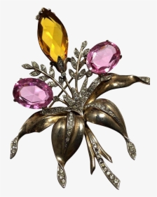 Rare Delectable Sterling Silver Gold Wash Figural Flower - Crystal, HD Png Download, Free Download