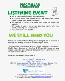 Macmillan Listening Event - Macmillan Cancer Support, HD Png Download, Free Download