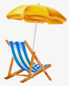 Furniture,outdoor Table,folding Chair,shade,umbrella - Summer Beach Chair Clipart, HD Png Download, Free Download