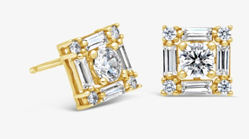 9ct Gold Square Cubic Zirconia Stud Earrings Nwj - Earrings, HD Png Download, Free Download