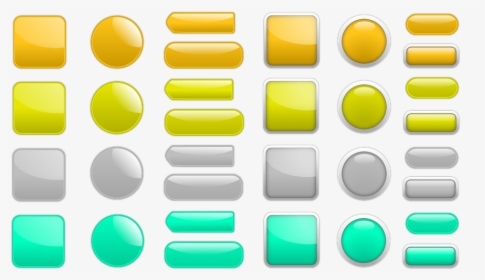 Button Icon Oblong Square Round Yellow Grey - Circle, HD Png Download, Free Download