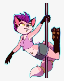 Smol Pink Fox On Pole~commission By Esmeia - Cartoon, HD Png Download, Free Download
