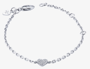 14k White Gold Adjustable Diamond Heart Bracelet 5", - Necklace, HD Png Download, Free Download