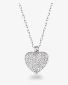18ct White Gold Diamond Heart Necklace - Locket, HD Png Download, Free Download