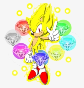 Super Sonic With Chaos Emeralds, HD Png Download, Free Download