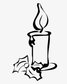 Christmas Candle - Candle Black And White Transparent, HD Png Download, Free Download
