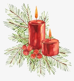 Christmas Candle Png Transparent - Vintage Christmas Decorations Illustrations, Png Download, Free Download