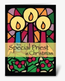 Priest Christmas Candles Greeting Card - Greeting Card, HD Png Download, Free Download
