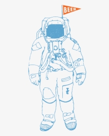 Astronaut With Beer Flag - Drawing, HD Png Download, Free Download