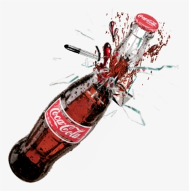 Ftestickers Glass Broken Splash Bullet Cocacola Sticker - Broken Coca Cola Bottle, HD Png Download, Free Download