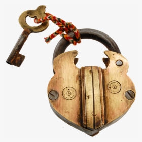 Brass Simple Hidden Key Hole Puzzle Lock - Lock And Key, HD Png Download, Free Download