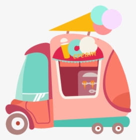 卡通粉色冰淇淋车- Ice Cream Van - 冰淇淋 車 卡通, HD Png Download, Free Download