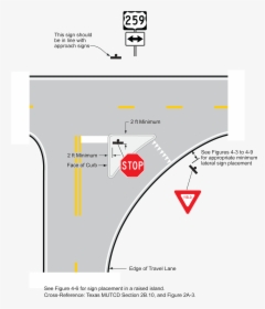 Stop/yield Sign Lateral Placement At A channelized - Channelized Intersection, HD Png Download, Free Download