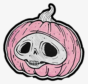 #halloween #october #spooky #scary #autumn #skull #pumpkin - Pink Drawing On Pumpkin, HD Png Download, Free Download