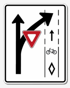 Turning Vehicles Yield To Bikes Sign, HD Png Download, Free Download