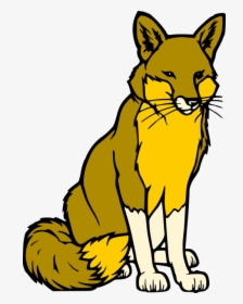 Fox Wild Sitting - Clip Art Black And White Fox, HD Png Download, Free Download
