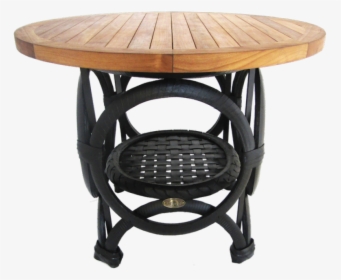 01 Teak Tyre Cafe Table Round - Outdoor Table, HD Png Download, Free Download