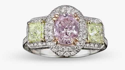 Fancy Pinkish Purple & Yellowish Green Diamond Ring - Colored Diamond Rings, HD Png Download, Free Download