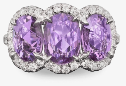 Untreated Purple Sapphire And Diamond Ring - Amethyst, HD Png Download, Free Download