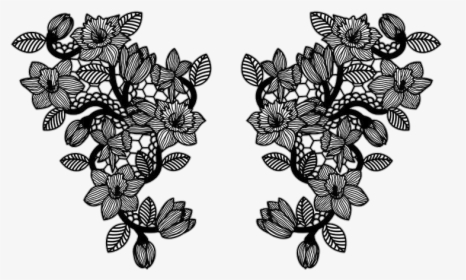 #lace #black #design #flowers #cute #pretty #blacklace - Line Art, HD Png Download, Free Download