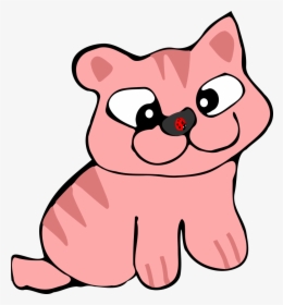 Pink Cat With A Red Nose - Cartoon, HD Png Download, Free Download
