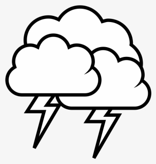 Thunderstorm, Cloud, Rain, Storm, Thunder, Weather - Lightning Clipart Black And White, HD Png Download, Free Download