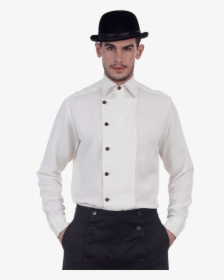 Off White Side Button Steampunk Shirt - Side Button Mens Shirt, HD Png Download, Free Download