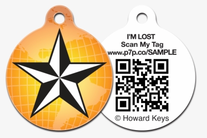 Qr Code Pet Id Tag With An Orange Nautical Star Design - Five Pointed Star Vector, HD Png Download, Free Download