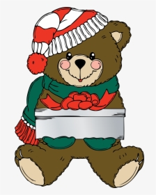 Teddy Bear, Festive, Christmas, Present, Hat, Scarf - Clipart Christmas Bear, HD Png Download, Free Download