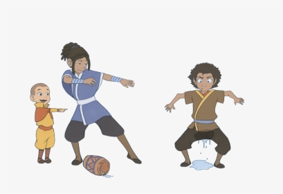 Aang Katara Sokka Avatar - Avatar The Last Airbender Playing Football, HD Png Download, Free Download
