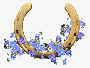 Horse Shoe, Blue Flowers, Lucky, Wishes - Delphinium, HD Png Download, Free Download