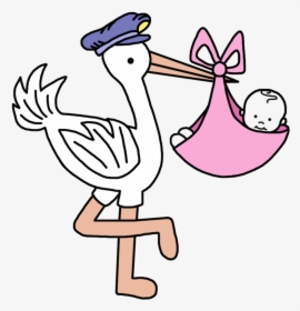 Stork Carrying Baby , Transparent Cartoons - Stork With Bag Clipart, HD Png Download, Free Download