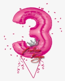 Pink Number - Number 3 Balloon Transparent, HD Png Download, Free Download
