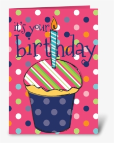 Pink Birthday Cupcake Greeting Card, HD Png Download, Free Download