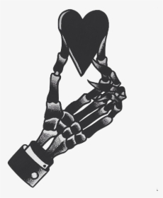 #skeleton #hand #heart #ftestickers #black #freetoedit - Skeleton Hand Holding Heart Tattoo, HD Png Download, Free Download