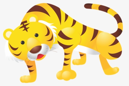 Tiger Clipart Yellow - Public Domain Cartoon Tiger, HD Png Download, Free Download