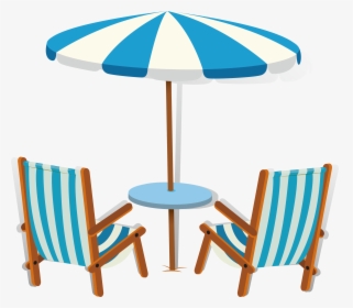 Transparent Beach Chair Clipart - Lawn Chair And Umbrella Clipart, HD Png Download, Free Download