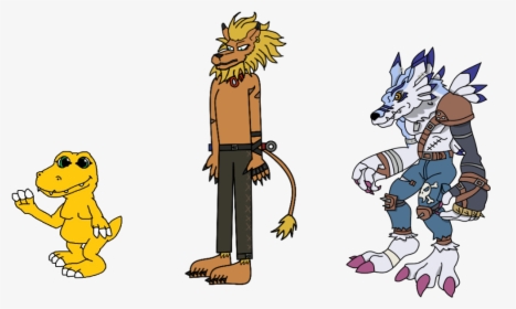 Three Digimon Transformations - Cartoon, HD Png Download, Free Download