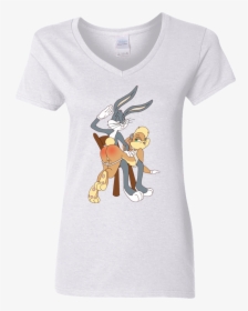 Bad Bunny Ladies V Neck T Shirt - Bugs Bunny Spanking Lola T Shirts, HD Png Download, Free Download