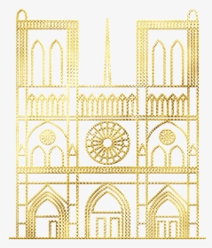 Gold Foil Notre Dame, Church, Paris, French, Building - Paris Pattern Notre Dame, HD Png Download, Free Download