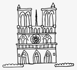 Notre Dame In Line Sketch, HD Png Download, Free Download