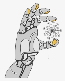 Presentation Robot Hand Flower Hp - Cartoon, HD Png Download, Free Download