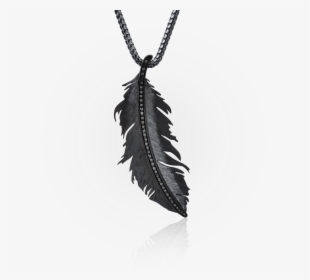 Black Single Feather Pendant - Locket, HD Png Download, Free Download