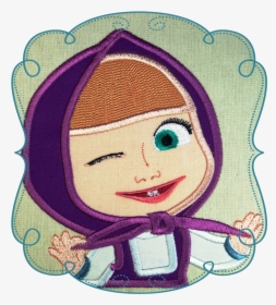Marsha With A Wink - Masha And The Bear Embroidery, HD Png Download, Free Download